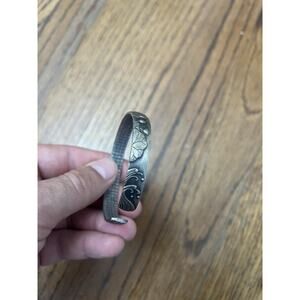 999 Fine Pure Silver Bangle Bracelet Buddhist Heart Sutra Lotus Flower Cuff 35g